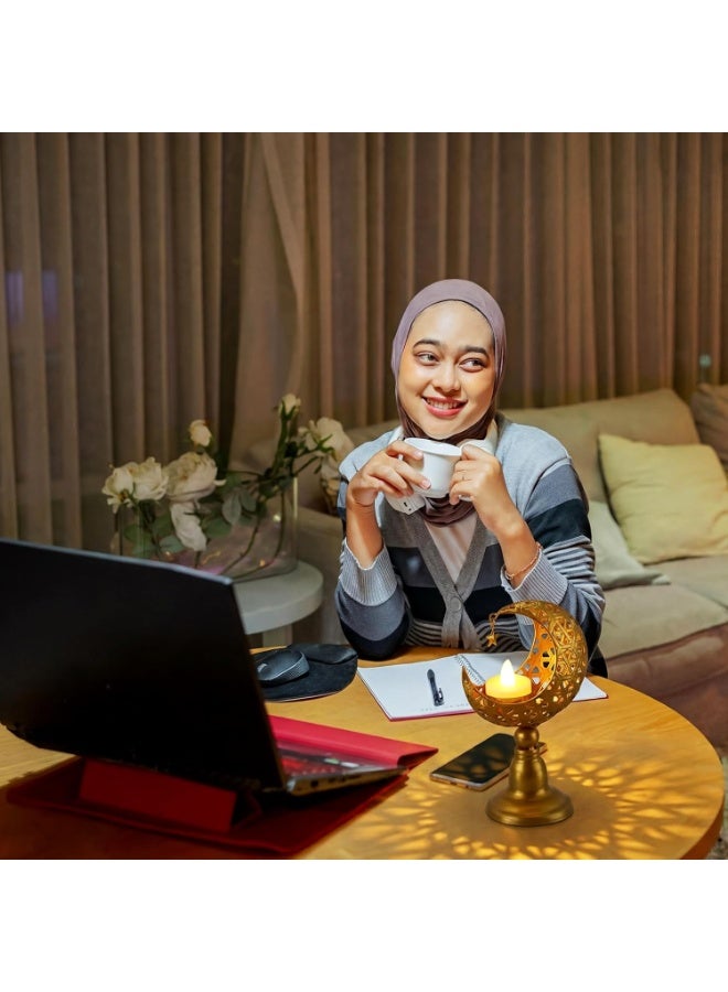 حامل شموع رمضان، حاملات شموع معدنية مجوفة ذهبية اللون لتزيين عيد الفطر، ZYZT-07A - Image 5